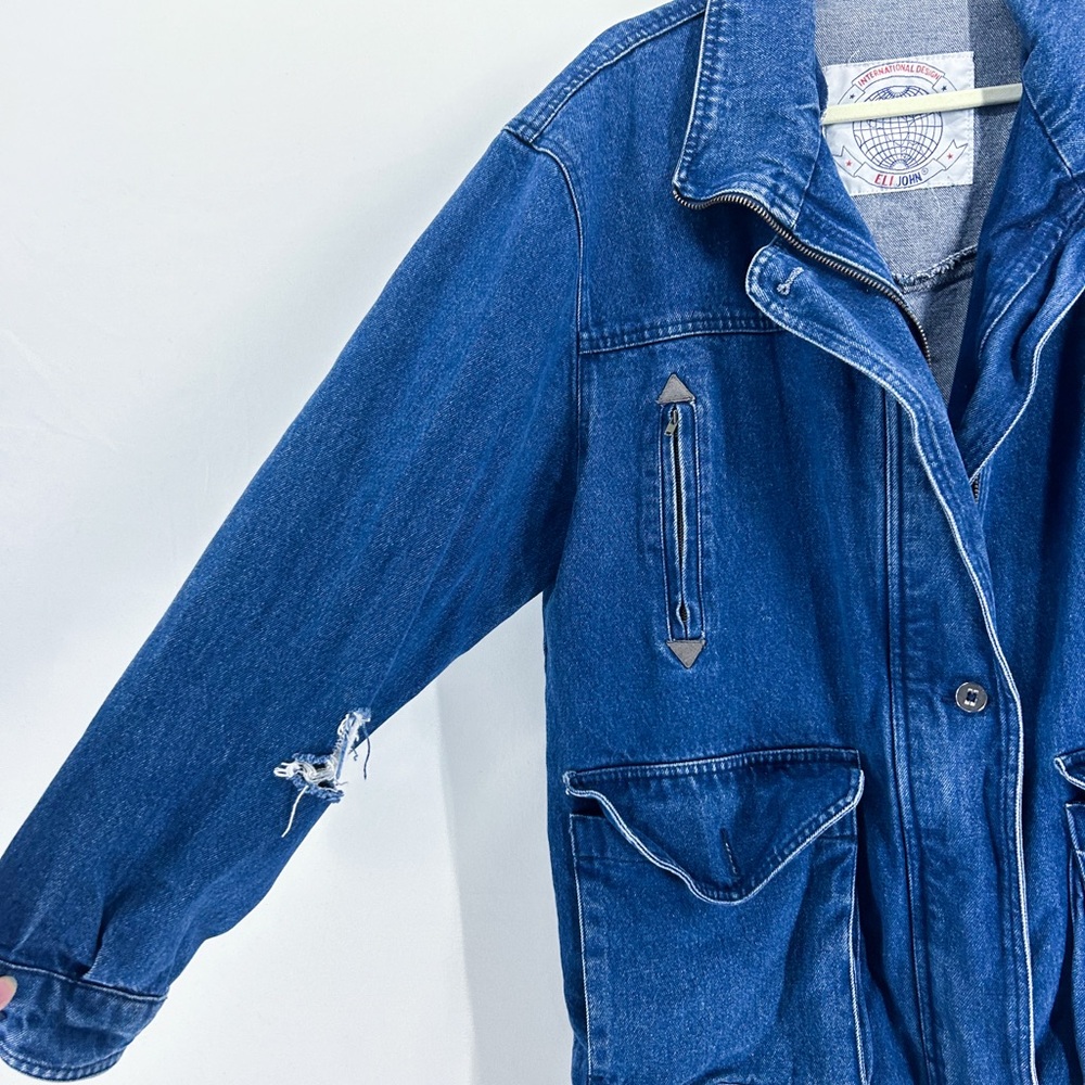 Vintage International Design Eli John Oversized Distressed Denim Jacket - Picture 5 of 8